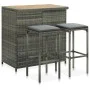 Garden bar table and chairs set 3 pieces gray synthetic rattan by vidaXL, Furniture sets for kitchens and dining rooms - Ref:...