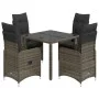Gartentisch und Stühle 5-teilig mit grauen Kissen aus synthetischem Rattan. von , Gartensets - Ref: Foro24-3277032, Preis: 61...