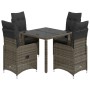 Gartentisch und Stühle 5-teilig mit grauen Kissen aus synthetischem Rattan. von , Gartensets - Ref: Foro24-3277032, Preis: 55...