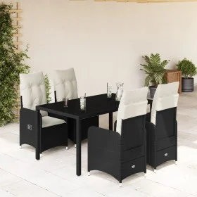Gartentisch und Stühle 5-teilig mit schwarzen Kissen aus synthetischem Rattan. von , Gartensets - Ref: Foro24-3276990, Preis:...