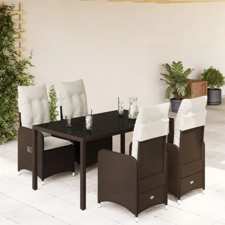 Garden table and 5-piece chair set with brown synthetic rattan cushions. by , Garden sets - Ref: Foro24-3277066, Price: 650,6...