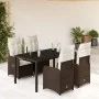 Mesita y sillas jardín 5 pzas y cojines ratán sintético marrón de , Conjuntos de jardín - Ref: Foro24-3277066, Precio: 650,59...