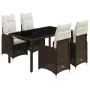 Garden table and 5-piece chair set with brown synthetic rattan cushions. by , Garden sets - Ref: Foro24-3277066, Price: 650,6...