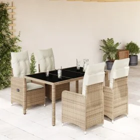 Gartentisch und Stühle 5-teilig mit Kissen aus synthetischem Rattan in Beige. von , Gartensets - Ref: Foro24-3277098, Preis: ...