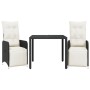 Mesita y sillas jardín 3 pzas y cojines ratán sintético negro by , Garden sets - Ref: Foro24-3277135, Price: 340,29 €, Discou...