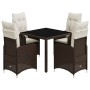 Garden table and 5-piece chair set with brown synthetic rattan cushions. by , Garden sets - Ref: Foro24-3277064, Price: 563,5...
