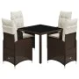 Garden table and 5-piece chair set with brown synthetic rattan cushions. by , Garden sets - Ref: Foro24-3277064, Price: 628,2...