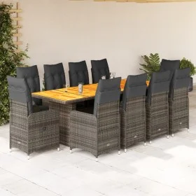 Gartentisch- und Stuhlset 11-teilig mit grauen PE-Rattan-Kissen. von , Gartensets - Ref: Foro24-3277278, Preis: 1,00 €, Rabat...