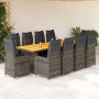 Set de mesa y sillas de jardín 11 pzas y cojines ratán PE gris by , Garden sets - Ref: Foro24-3277278, Price: 1,00 €, Discoun...