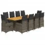 Gartentisch- und Stuhlset 11-teilig mit grauen PE-Rattan-Kissen. von , Gartensets - Ref: Foro24-3277278, Preis: 1,00 €, Rabat...