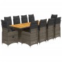 Set de mesa y sillas de jardín 11 pzas y cojines ratán PE gris by , Garden sets - Ref: Foro24-3277278, Price: 1,00 €, Discoun...