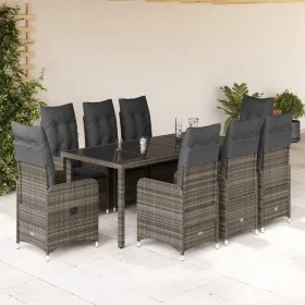 Mesita y sillas jardín 9 piezas y cojines ratán sintético gris by , Garden sets - Ref: Foro24-3277039, Price: 1,00 €, Discoun...