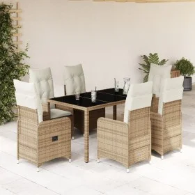 Gartentisch- und Stuhlset 7-teilig mit PE-Rattan-Beige-Kissen. von , Gartensets - Ref: Foro24-3277100, Preis: 866,86 €, Rabat...