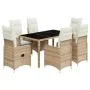 Set de mesa y sillas de jardín 7 pzas y cojines ratán PE beige de , Conjuntos de jardín - Ref: Foro24-3277100, Precio: 866,81...