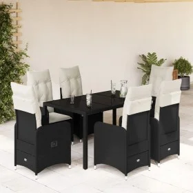 Set de mesa y sillas de jardín 7 pzas y cojines ratán PE negro by , Garden sets - Ref: Foro24-3276992, Price: 886,87 €, Disco...