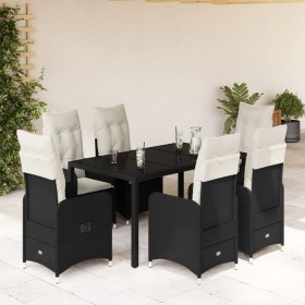Set de mesa y sillas de jardín 7 pzas y cojines ratán PE negro by , Garden sets - Ref: Foro24-3276992, Price: 779,97 €, Disco...