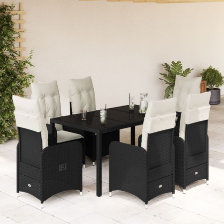 Set de mesa y sillas de jardín 7 pzas y cojines ratán PE negro by , Garden sets - Ref: Foro24-3276992, Price: 779,97 €, Disco...