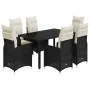 Gartentisch- und Stuhlset, 7-teilig, mit schwarzen PE-Rattan-Kissen. von , Gartensets - Ref: Foro24-3276992, Preis: 887,67 €,...