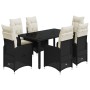 Set de mesa y sillas de jardín 7 pzas y cojines ratán PE negro by , Garden sets - Ref: Foro24-3276992, Price: 779,97 €, Disco...