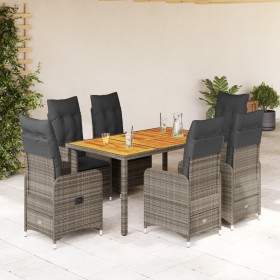 Mesita y sillas jardín 7 piezas y cojines ratán sintético gris by , Garden sets - Ref: Foro24-3277024, Price: 879,21 €, Disco...