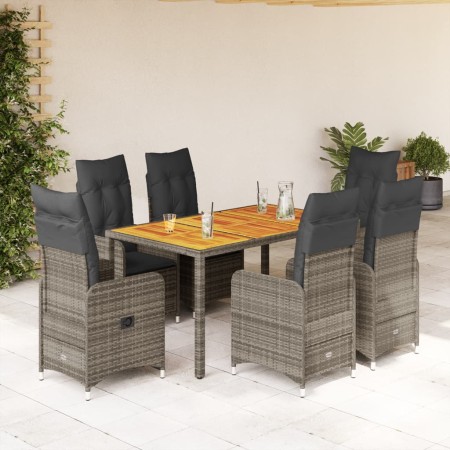 Mesita y sillas jardín 7 piezas y cojines ratán sintético gris by , Garden sets - Ref: Foro24-3277024, Price: 879,21 €, Disco...