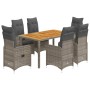 Gartentisch und Stühle 7-teilig und Kissen aus grauem Kunststoff-Rattan. von , Gartensets - Ref: Foro24-3277024, Preis: 879,2...