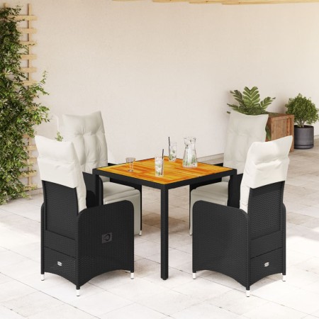Gartentisch und Stühle 5-teilig mit schwarzen Kissen aus synthetischem Rattan. von , Gartensets - Ref: Foro24-3277128, Preis:...