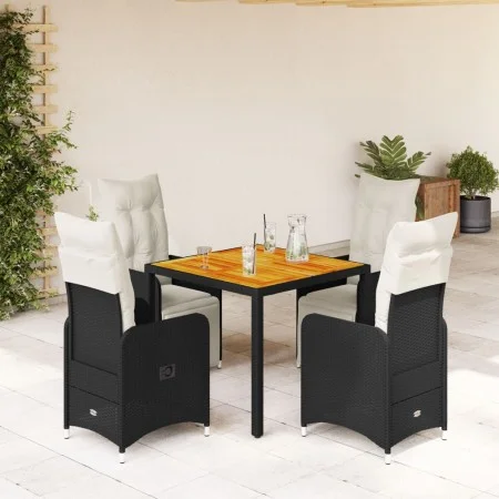 Mesita y sillas jardín 5 pzas y cojines ratán sintético negro de , Conjuntos de jardín - Ref: Foro24-3277128, Precio: 664,69 ...