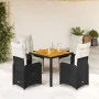 Mesita y sillas jardín 5 pzas y cojines ratán sintético negro de , Conjuntos de jardín - Ref: Foro24-3277128, Precio: 664,69 ...