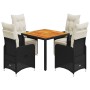 Mesita y sillas jardín 5 pzas y cojines ratán sintético negro by , Garden sets - Ref: Foro24-3277128, Price: 607,27 €, Discou...