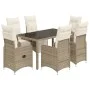 Set de mesa y sillas jardín 7 pzas con cojines ratán PE marrón by , Garden sets - Ref: Foro24-3277212, Price: 898,53 €, Disco...
