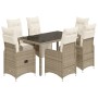 Set de mesa y sillas jardín 7 pzas con cojines ratán PE marrón by , Garden sets - Ref: Foro24-3277212, Price: 939,12 €, Disco...