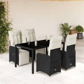 Gartentisch und Stühle 5-teilig mit schwarzen Kissen aus synthetischem Rattan. von , Gartensets - Ref: Foro24-3277137, Preis:...
