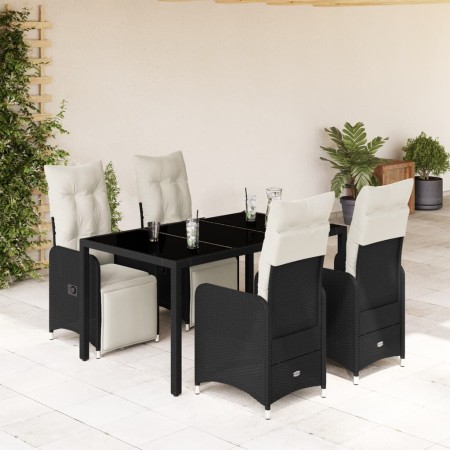 Mesita y sillas jardín 5 pzas y cojines ratán sintético negro by , Garden sets - Ref: Foro24-3277137, Price: 614,86 €, Discou...
