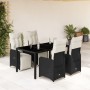 Gartentisch und Stühle 5-teilig mit schwarzen Kissen aus synthetischem Rattan. von , Gartensets - Ref: Foro24-3277137, Preis:...