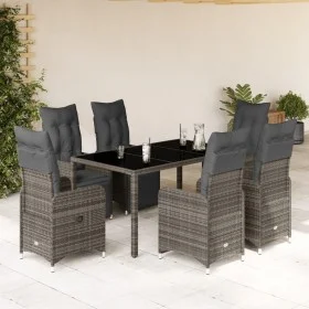 Mesita y sillas jardín 7 piezas y cojines ratán sintético gris by , Garden sets - Ref: Foro24-3277168, Price: 998,07 €, Disco...
