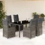 Mesita y sillas jardín 7 piezas y cojines ratán sintético gris de , Conjuntos de jardín - Ref: Foro24-3277168, Precio: 998,01...