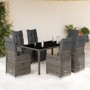 Mesita y sillas jardín 7 piezas y cojines ratán sintético gris by , Garden sets - Ref: Foro24-3277168, Price: 997,54 €, Disco...