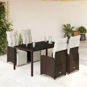 Mesita y sillas jardín 5 pzas y cojines ratán sintético marrón by , Garden sets - Ref: Foro24-3277189, Price: 674,33 €, Disco...