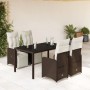 Mesita y sillas jardín 5 pzas y cojines ratán sintético marrón by , Garden sets - Ref: Foro24-3277189, Price: 643,43 €, Disco...