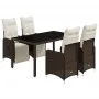 Mesita y sillas jardín 5 pzas y cojines ratán sintético marrón by , Garden sets - Ref: Foro24-3277189, Price: 674,31 €, Disco...