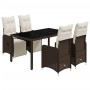 Mesita y sillas jardín 5 pzas y cojines ratán sintético marrón by , Garden sets - Ref: Foro24-3277189, Price: 643,43 €, Disco...