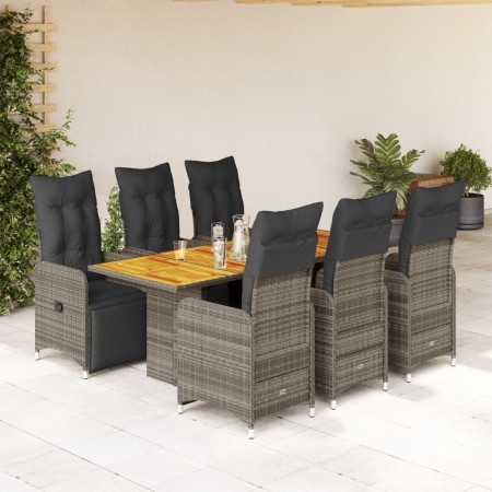 Mesita y sillas jardín 7 piezas y cojines ratán sintético gris by , Garden sets - Ref: Foro24-3277163, Price: 1,00 €, Discoun...