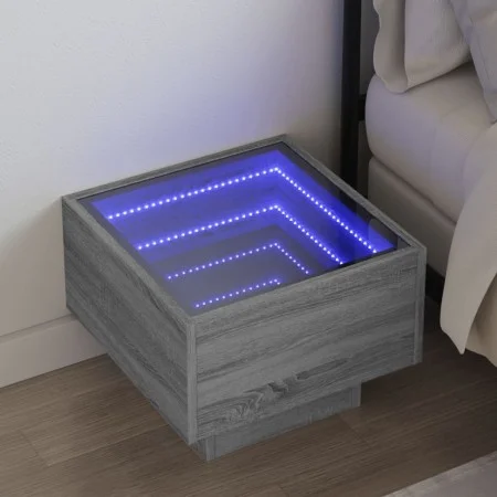 Mesa de centro con Infinity LED gris Sonoma 40x40x30 cm by , Nightstands - Ref: Foro24-3284068, Price: 70,33 €, Discount: %