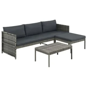 Gartenmöbel-Set 3-teilig mit grauen Polstern aus synthetischem Rattan von , Gartensets - Ref: Foro24-313135, Preis: 301,86 €,...