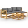 Set muebles de jardín 5 pzas con cojines madera maciza acacia by , Garden sets - Ref: Foro24-3098667, Price: 468,35 €, Discou...