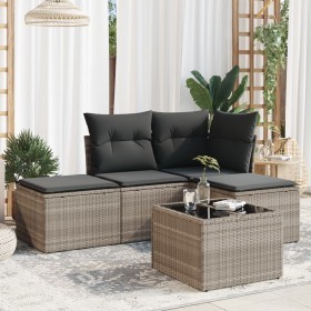 Set de sofás jardín y cojines 5 pzas ratán sintético gris claro de , Conjuntos de jardín - Ref: Foro24-3249331, Precio: 295,6...