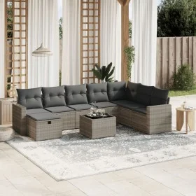 Set muebles jardín 9 pzas y cojines ratán sintético gris claro by , Garden sets - Ref: Foro24-3263598, Price: 590,79 €, Disco...