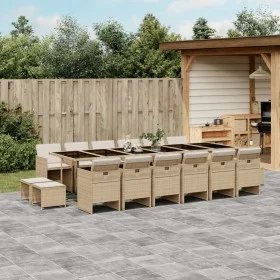 Set comedor de jardín 17 pzas con cojines ratán sintético beige by , Garden sets - Ref: Foro24-3210646, Price: 1,00 €, Discou...