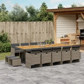 Set comedor de jardín con cojines 15 pzas ratán sintético gris by , Garden sets - Ref: Foro24-3210638, Price: 1,00 €, Discoun...